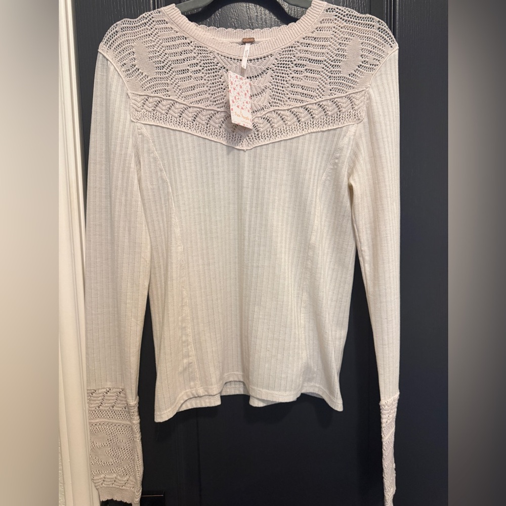Free People Colette Long Sleeve Top | Medium | Sand | NWT - Picture 5 of 8